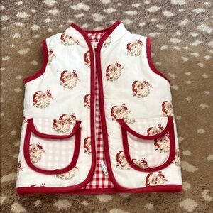 Red-Trim Santa Print Kids Vest